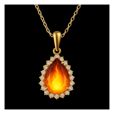 Add a yellow fiery light to the teardrop ruby pendant, representing transformation and rebirth sticker