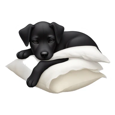 Black puppy sleeping on white pillow  sticker
