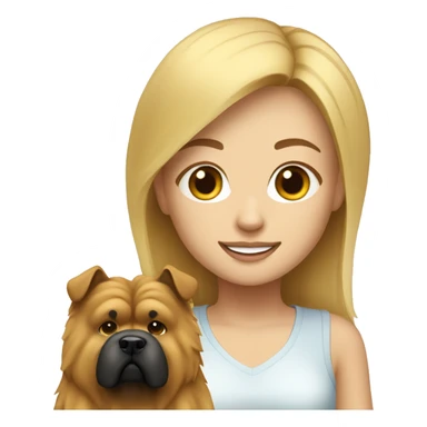 A blonde girl with a chow chow dog sticker