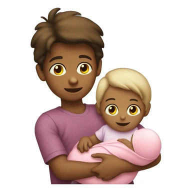 A little boy holding a baby girl child   sticker