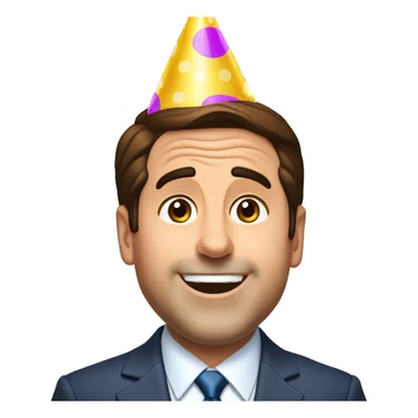 Excited Michael Scott with a party hat sticker