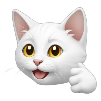 White cat gives a thumbs up sticker