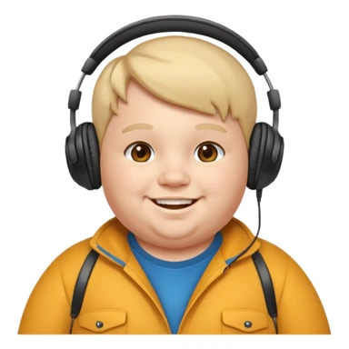fat kid with headphones sticker