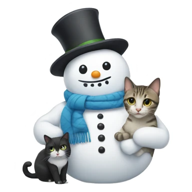 Snowman holding a cat  sticker