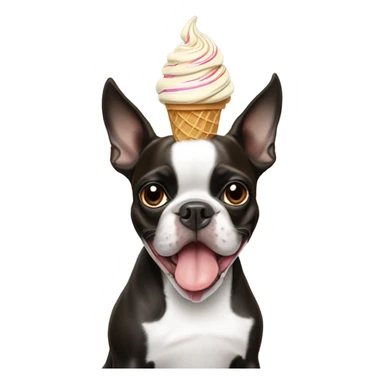 Boston terrier eating ice cream  sticker