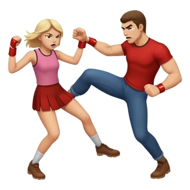 Guy kicking a girl  sticker