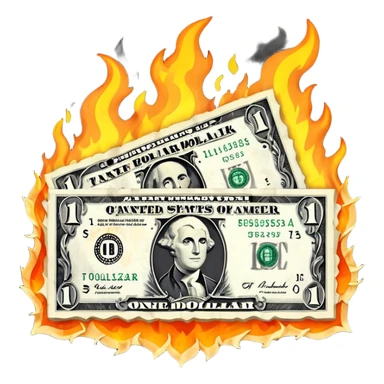 burning one money sticker