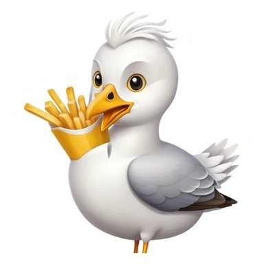 Seagull eating fries  sticker