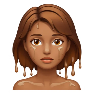 Brown Hair Woman , white paint , drip, face, hot sticker