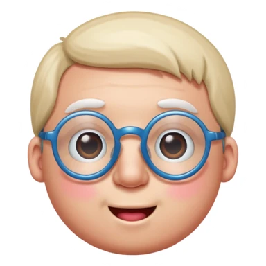 a guy who looks like kirby with a very round head, white skin and glasses sticker