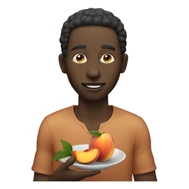 african man eating a peach sticker
