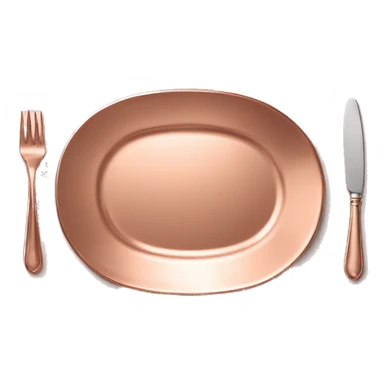 Realistic empty rose gold plate lying down flat on table. sticker