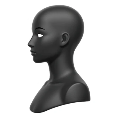 Minimalistic flat vector icon, iOS style, thin black contour on white background. Matte black mannequin in profile in 3D monochrome style. sticker