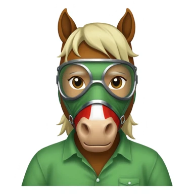 horse with green mask and shirt sticker