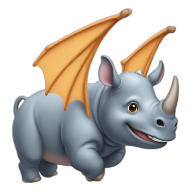 flying rhinoceros with wings sticker