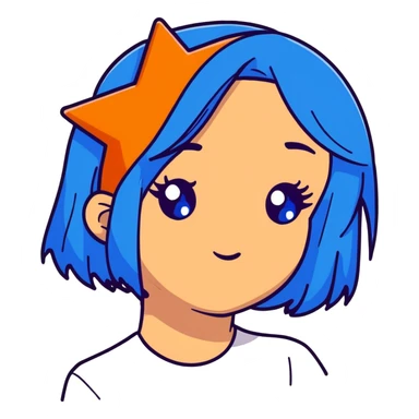 girl with blue hair and stars in her eyes sticker