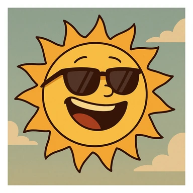 a cheerful sun with sunglasses sticker