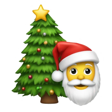 Christmas tree with Santa hat  sticker