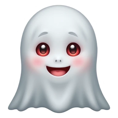 little cute ghost is smiling with blushed face, only face cute animie eyes sticker