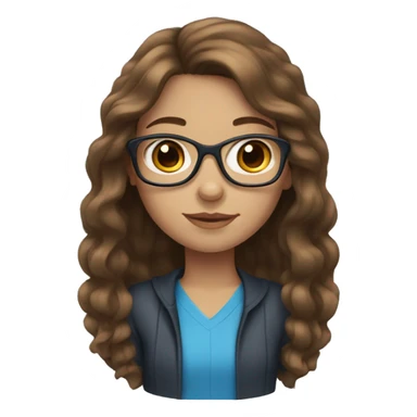 girl with blue eyes, glasses and medium brown hair sticker