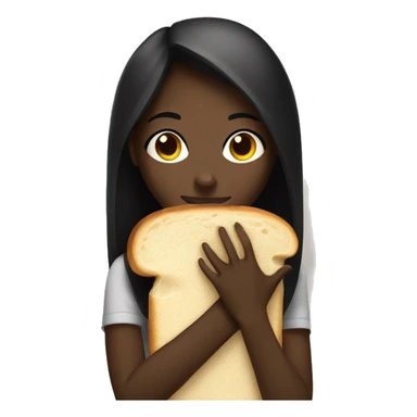 Black gir with a bierd and holding a white bread sticker