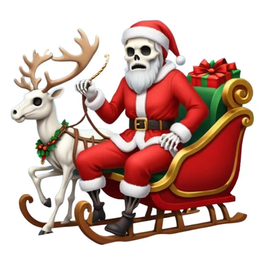 Grim reaper as Santa with a sleigh and skeleton reindeer sticker
