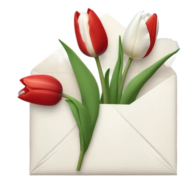 Envelope with tulips in, must be red and white sticker