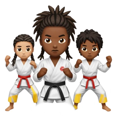 karate kids, black skin, dreadlocks sticker