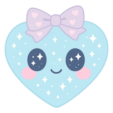 heart with a starry sky, silver bow with heart pattern sticker