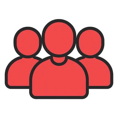 3 red faceless people standing side by side sticker