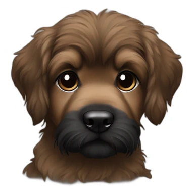 bouvier fawn brown and black puppy face very long hair sticker
