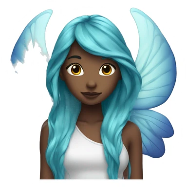 Beautiful, flower, fairy, blue, turqoise, silver, navy, long hair, big wings sticker