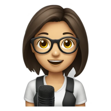 brunet girl in glasses sing at microphone sticker