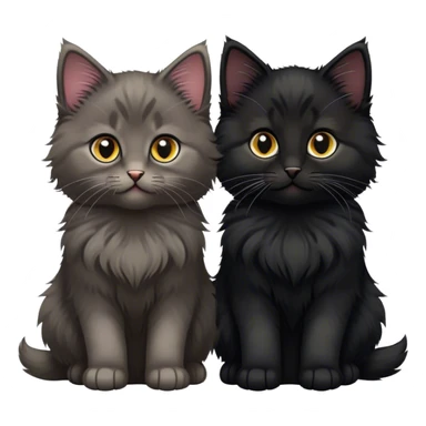 Two cute fluffy black Siberian kittens sticker