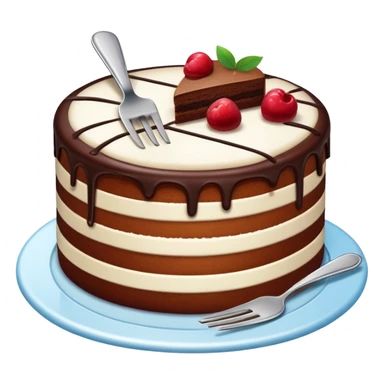cake with fork marks and a piece missing, showing someone has eaten from it sticker