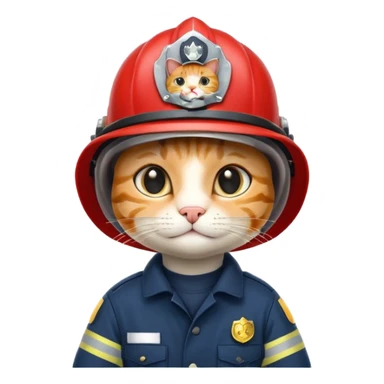 Fireman Cat, navy cloth sticker