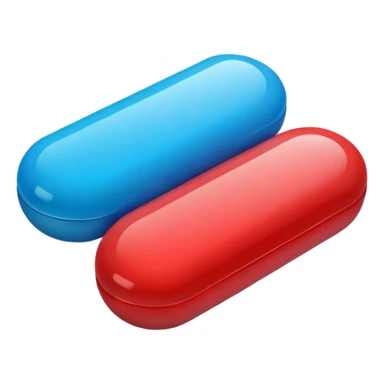 red and blue colored pill sticker