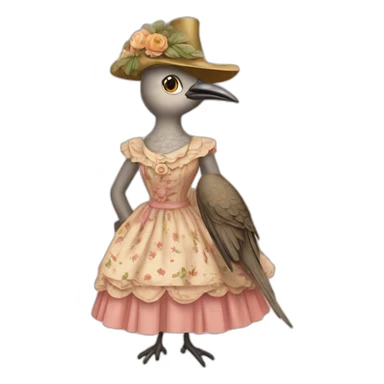 Cuckoo bird wearing a vintage dress sticker