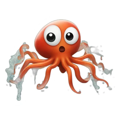 A squid smashing a ladybug sticker
