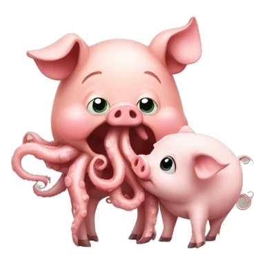 Cute Pig kissing octopus  sticker