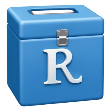 The letters LR in a blue box 2D sticker