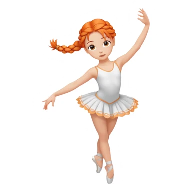 A young dancer with braided orange hair, practicing a gentle arabesque. sticker