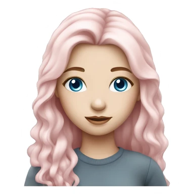 beautiful girl with fair skin, blue eyes and long pale pink hair sticker