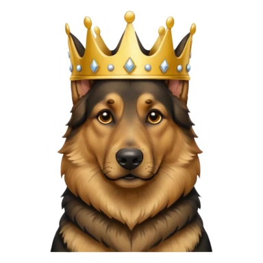 German shepherd with crown sticker