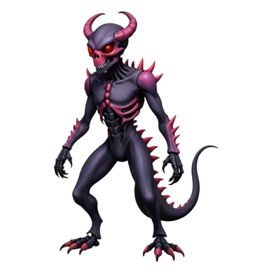 Shiny Horned Futuristic Badass Demonic Spectral Dusky Spooky Skull-faced Cool Hot Stylish Handsome Alien-Salandit-Venom-Darkrai-Genesect-Fakémon-fusion (full body) sticker