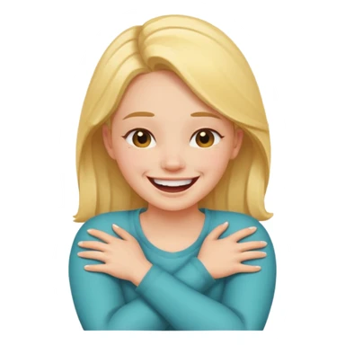 arms crossed holding neck laughing girl sticker