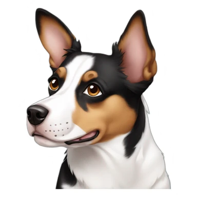 dog white with brown spot over left eye Australian Shepard boston terrier mix sticker