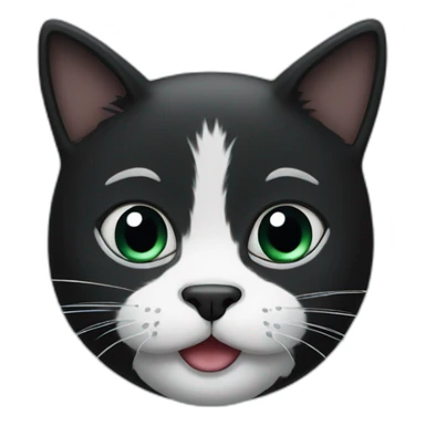 black-cat-white-mustache-face sticker