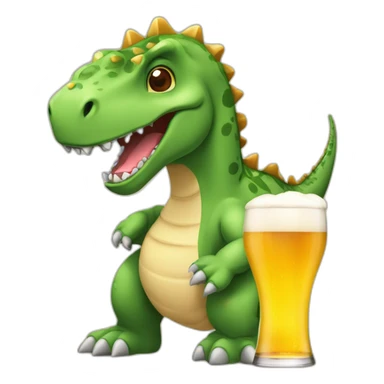 Dinosaure de dessin animé en train de boire une bière sticker