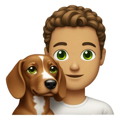 Lebanese with green eyes holding a dachshund sticker